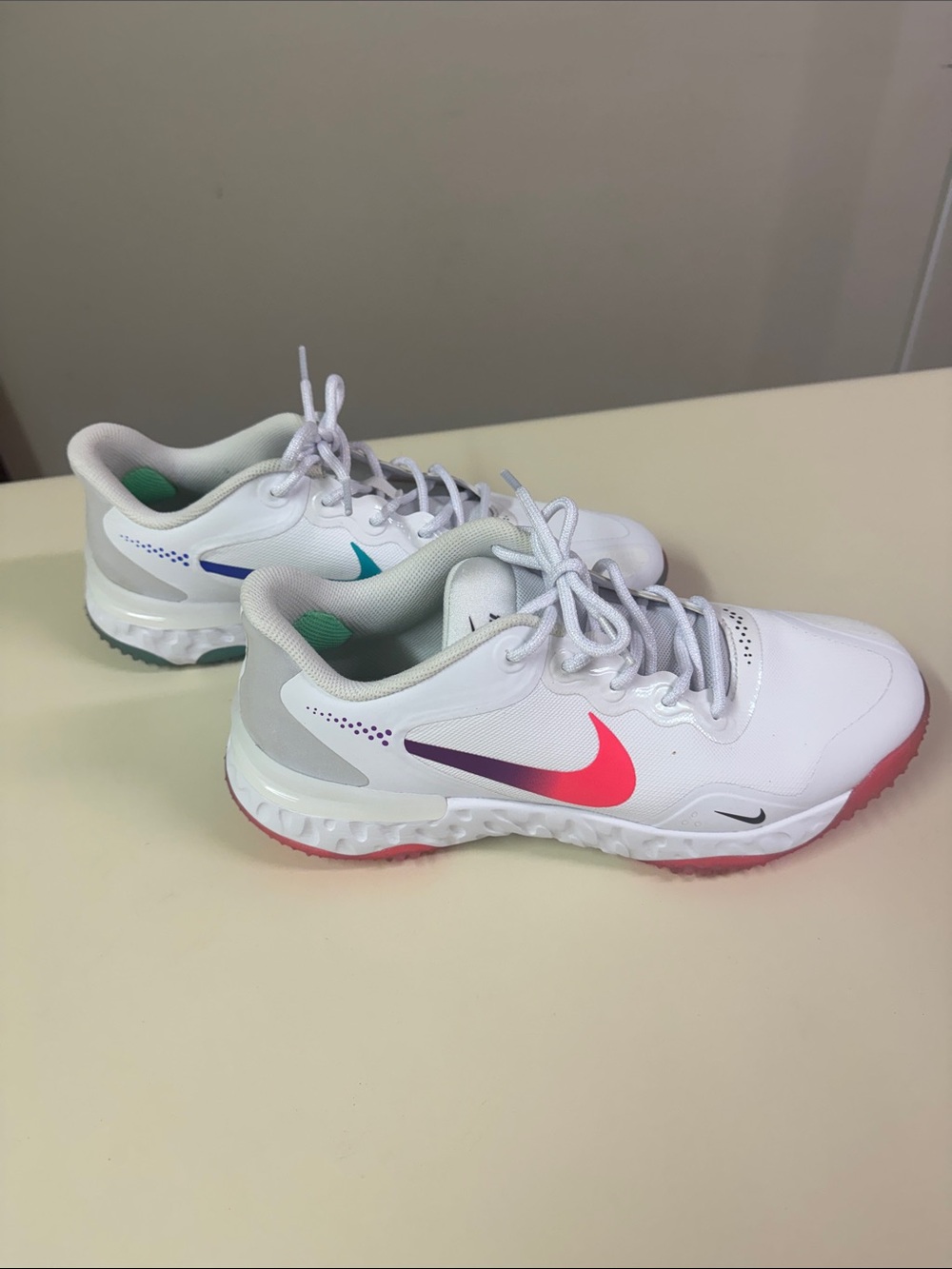 Nike Softball Sneakers with Pink, Teal & Purple Swooshes - Picture 5 of 7